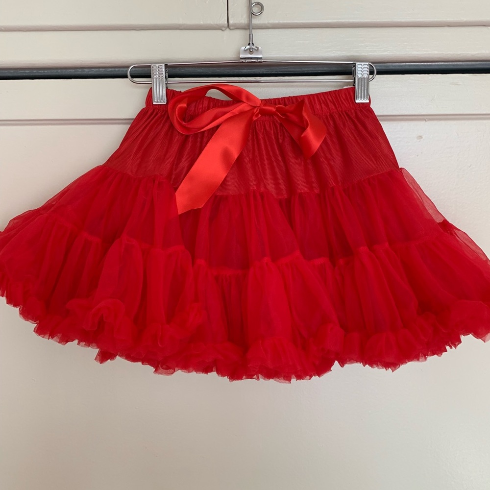 Red Ruffle Puffy Tutu Size Large for girls 8-10 yr